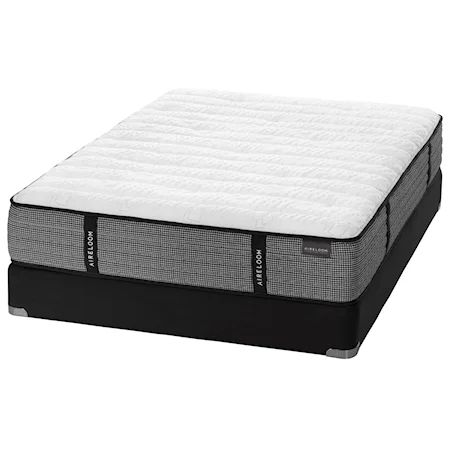 Queen 12 1/2" Plush Pocketed Coil Mattress and Low Profile V-Shaped Semi-Flex Grid Foundation